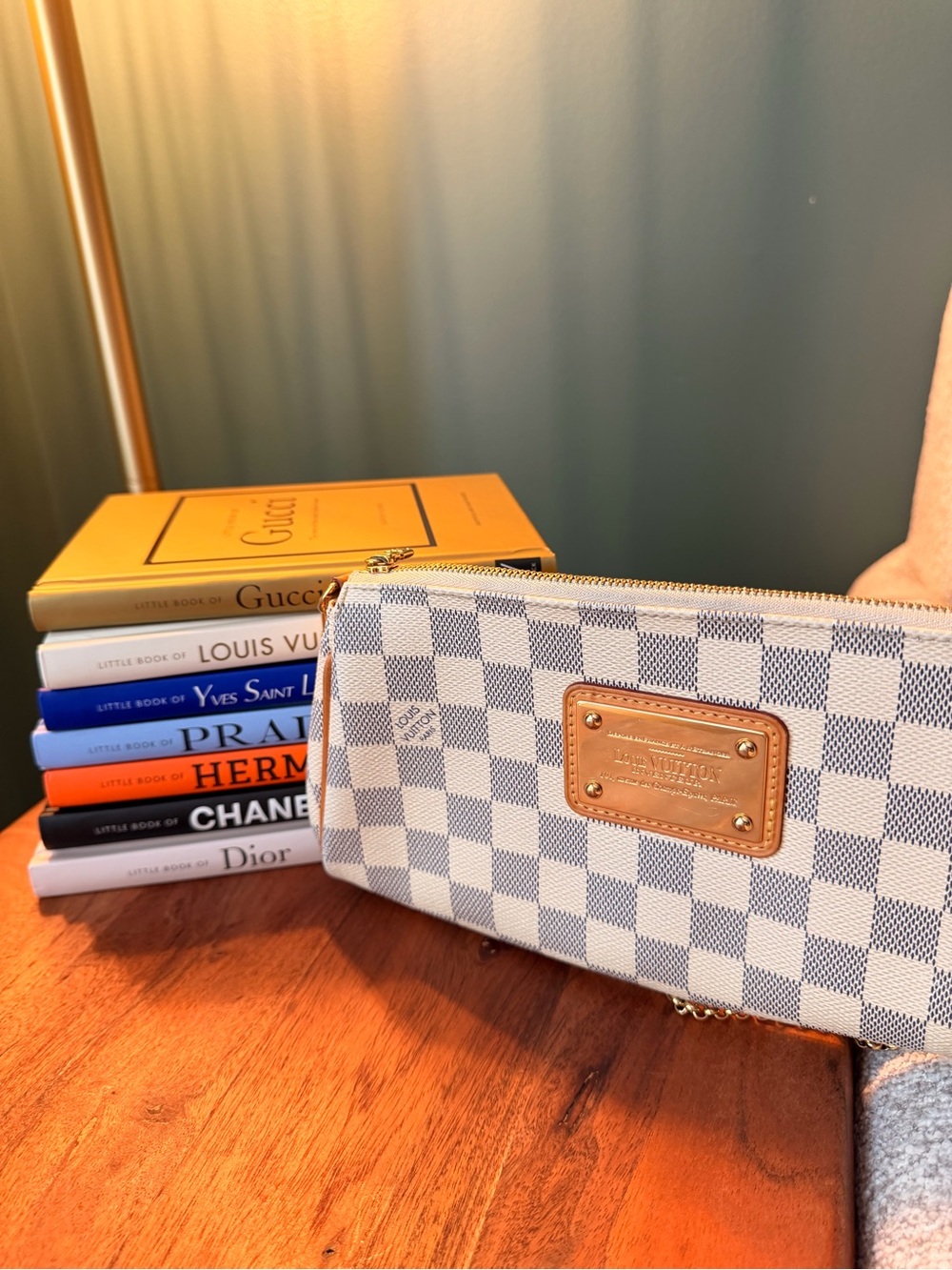 Louis Vuitton Damier Azur Canvas Zip Pouch with Gold Plate